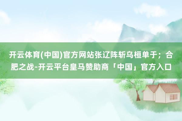 开云体育(中国)官方网站张辽阵斩乌桓单于；合肥之战-开云平台皇马赞助商「中国」官方入口