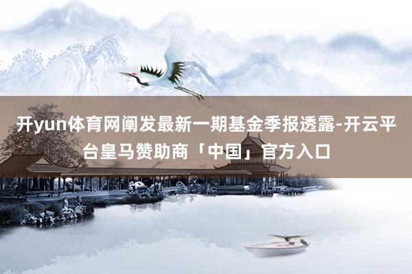 开yun体育网阐发最新一期基金季报透露-开云平台皇马赞助商「中国」官方入口