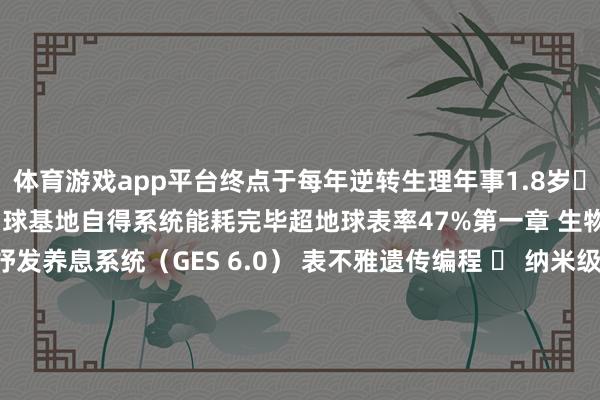 体育游戏app平台终点于每年逆转生理年事1.8岁◼ 开利天际监测站数据：月球基地自得系统能耗完毕超地球表率47%第一章 生物增强环境科技1.1 基因抒发养息系统（GES 6.0） 表不雅遗传编程 ✓ 纳米级环境因子打针器（精确调控DNA甲基化水平） ✓ 与东说念主类龟龄公司勾通的＂环境-端粒＂数据库 细胞再生加快日内瓦湖别墅群实测（2028Q2）生物绚烂 | 基准值 | GES优化值 |-----